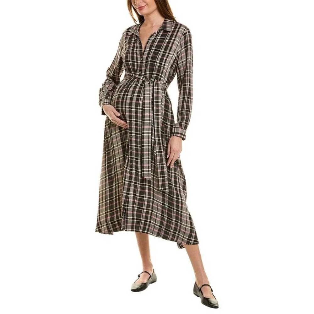 🏷️ NWT Hatch Maternity The Alyssa Dress in Black Plaid. Size XS